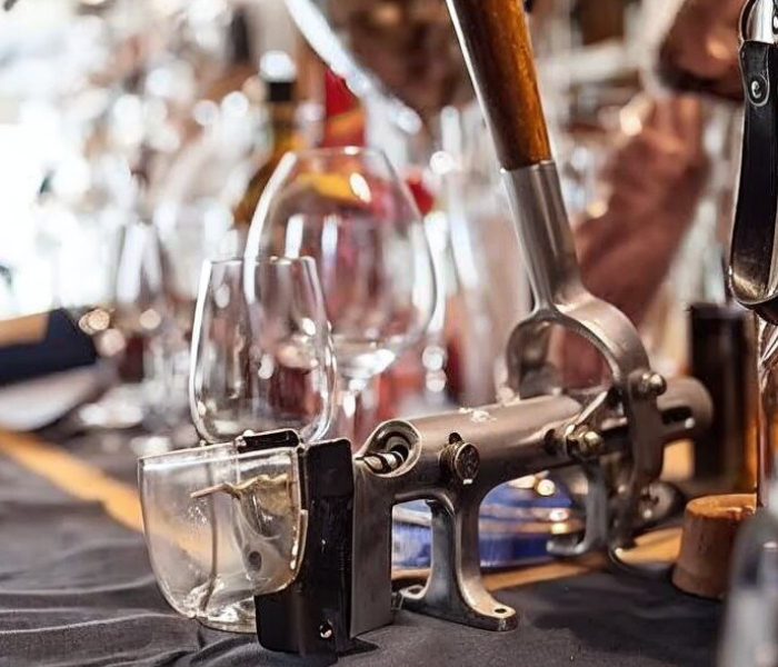 Accessoires pour le vin proposés par La Tour des Vins, avec tire-bouchon, verres et outils de service pour la dégustation